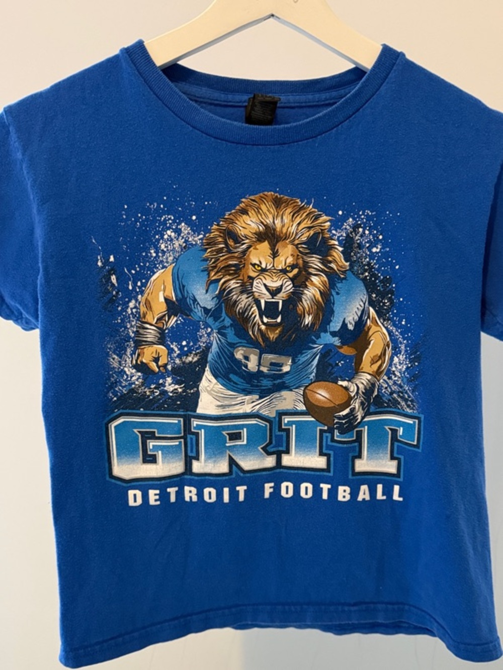 Detroit Football 'Grit' Lion Graphic Kids T-Shirt - Blue